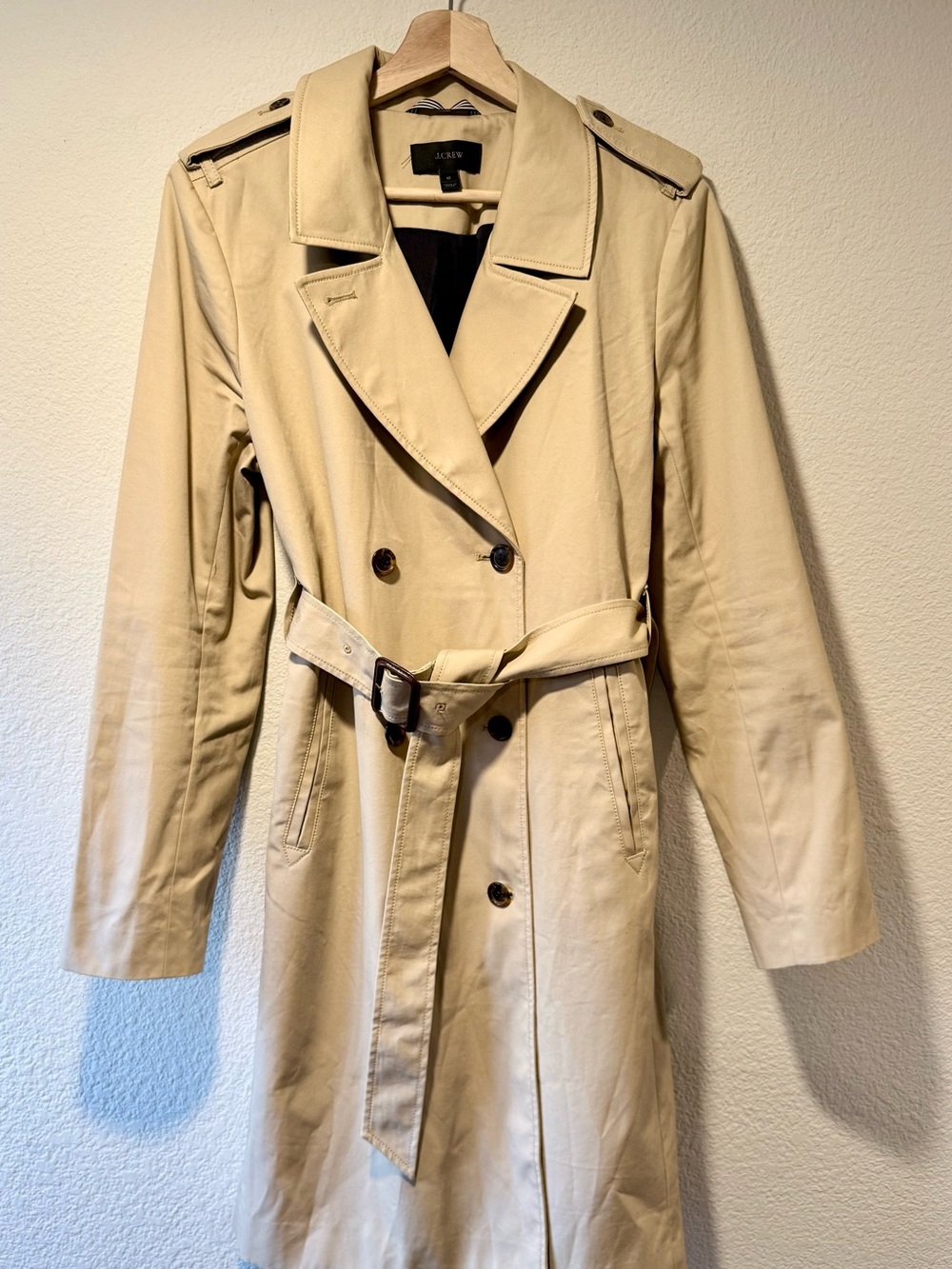 J.CREW Women's Tan Trench Coat with Waist Tie - Picture 2 of 5